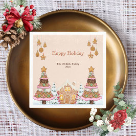 Gingerbröd House Julfest Brown Pappersservett