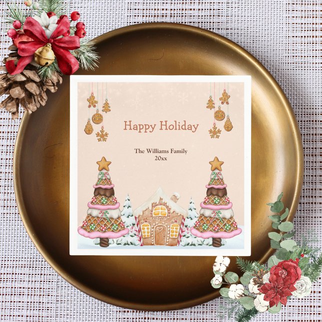 Gingerbröd House Julfest Brown Pappersservett (Skapare uppladdad)