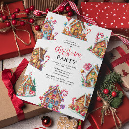 Gingerbröd House-Julfesten Jul Inbjudningar