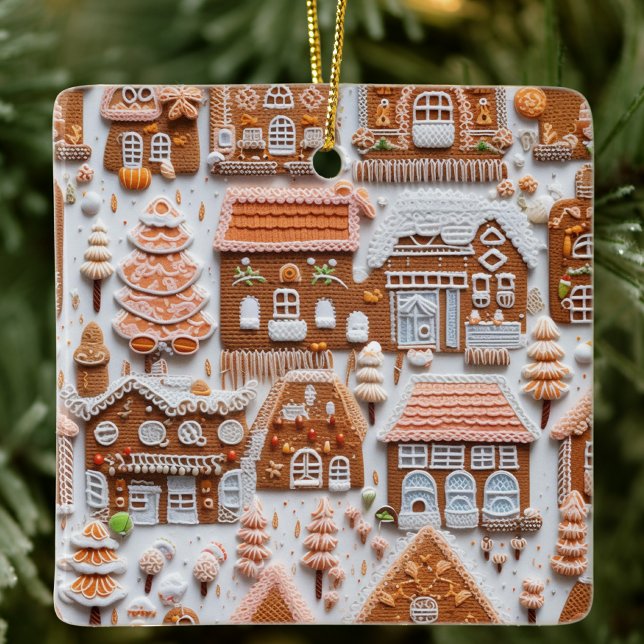 Gingerbröd House Julgransprydnad Keramik (Skapare uppladdad)