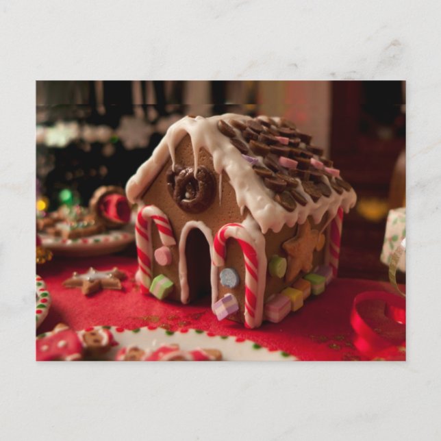 Gingerbröd House julvykort Helg Vykort (Framsida)