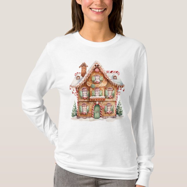 Gingerbröd House Långärmad T-Shirt (Framsida)