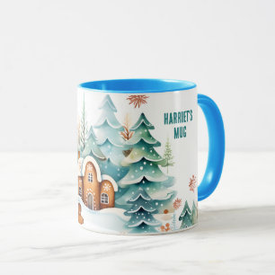 Gingerbröd House Lycklig jul. Redigerbar text Mugg