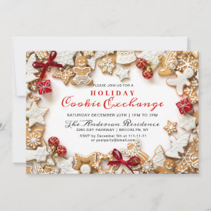 Gingerbröd House, Man Helgdag Cookie Exchange Inbjudningar