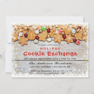 Gingerbröd House, Man Helgdag Cookie Exchange Inbjudningar