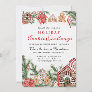Gingerbröd House, Man Helgdag Cookie Exchange Inbjudningar