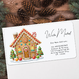 Gingerbröd House Ny adress Helgdag Flytta Adressetikett