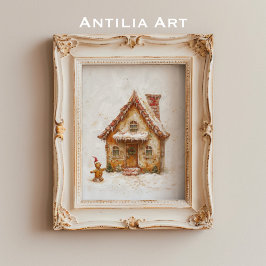 Gingerbröd House Painting jul Whimsical Poster
