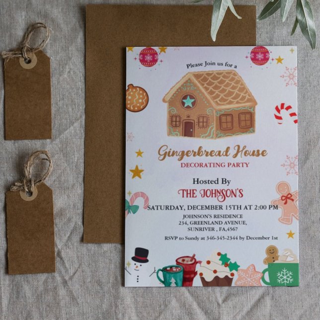 Gingerbröd House Party-Helgdag Inbjudningar (Skapare uppladdad)
