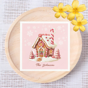 Gingerbröd House Party Rosa Papper Pappersservett
