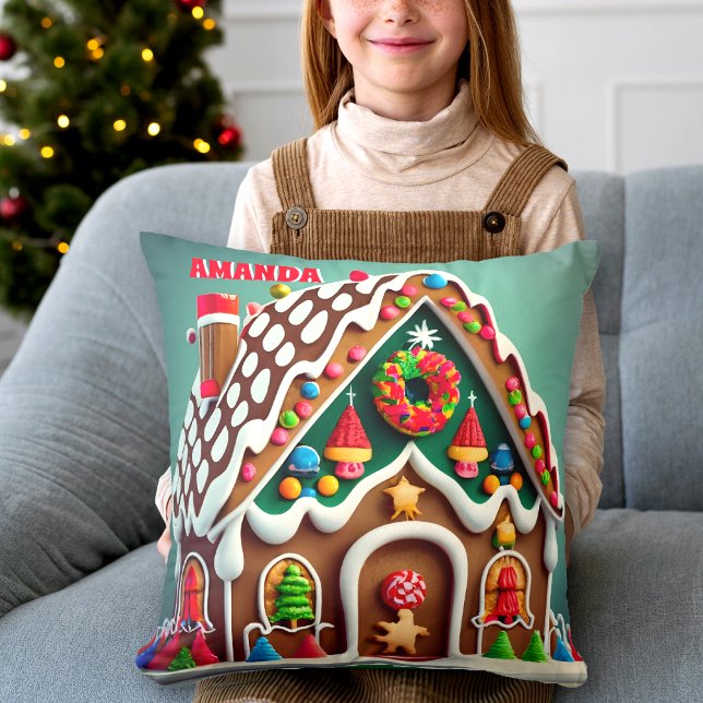 Gingerbröd House-Personligen Kids Kudde (Skapare uppladdad)