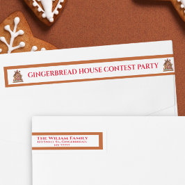Gingerbröd House-Returadressen Jul Etikettband
