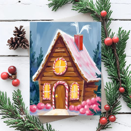 Gingerbröd House Rosa jul Helg Vykort