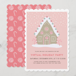 Gingerbröd House Rosa Virtuell Julfest Inbjudningar