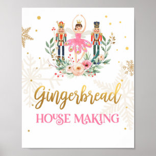 Gingerbröd House Skapar Nutcracker Ballerina Girl Poster