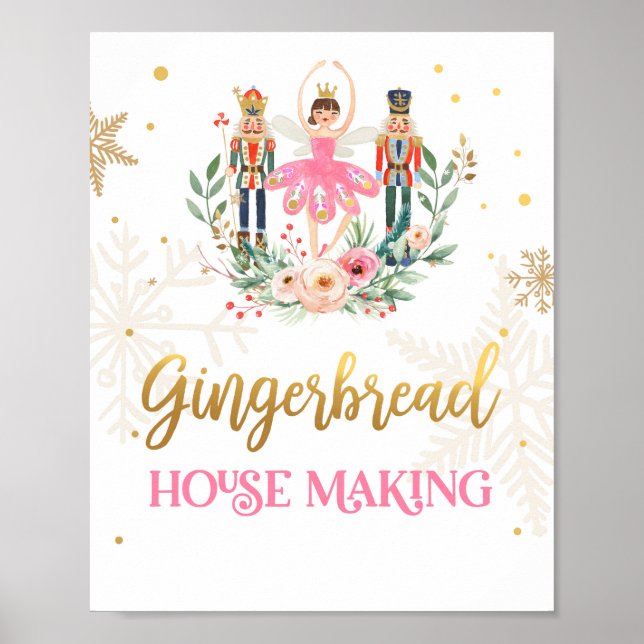 Gingerbröd House Skapar Nutcracker Ballerina Girl Poster (Framsidan)