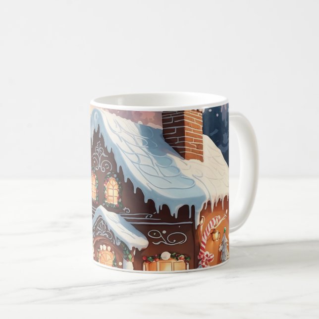 Gingerbröd House Snowy-julscenen Kaffemugg (Framsida höger)