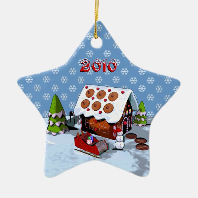 Gingerbröd House Star Ceramic Helgdag Ornament (Framsidan)