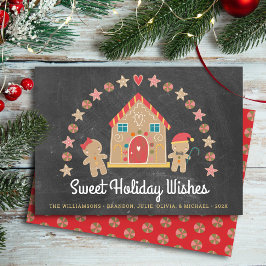 Gingerbröd House Sweet Önskemål Chalkboard Festive Julkort