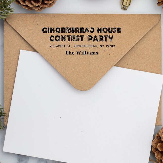 Gingerbröd House Tävling Party Wood Art Frimärke Stämpel (Order our Gingerbread House Contest Party stamp today to elevate your celebrations!)