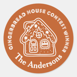 Gingerbröd House Tävling Winner Brown Runt Klistermärke