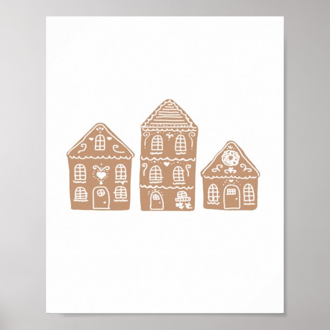 Gingerbröd House Village Illustration Art Poster (Framsidan)