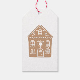 Gingerbröd House Village Illustration Gift-Märkre Presentetikett