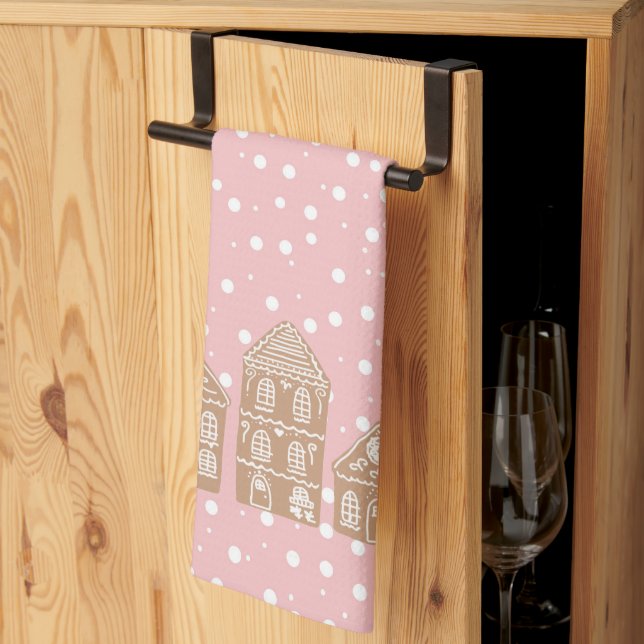 Gingerbröd House Village Rosa Kitchen Towel Kökshandduk (Thirds Fold)