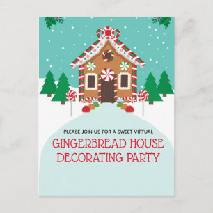 Gingerbröd House Virtuell Helgdag jul Party Vykort