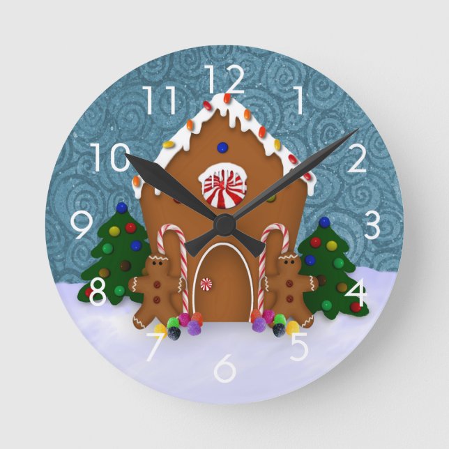 Gingerbröd House Wall Clock Rund Klocka (Framsida)