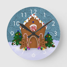 Gingerbröd House Wall Clock Rund Klocka