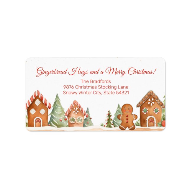Gingerbröd Hugs Jul-Returetiketter Adressetikett (Framsidan)