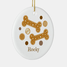 Gingerbröd Hund Bone Julgransprydnad Keramik
