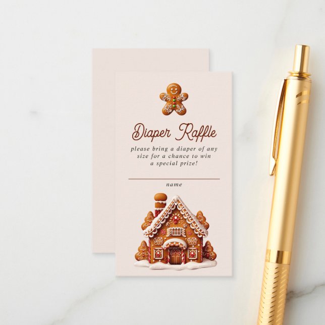 Gingerbröd Hus Jul Cookie Diaper Raffle Tilläggskort (Fram/Back In Situ)
