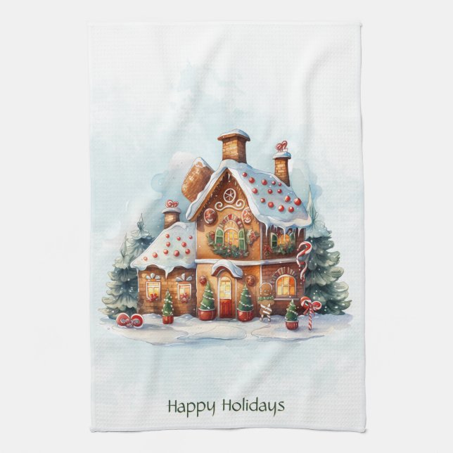 Gingerbröd Hus Jul Helgdag Kitchen Towel Kökshandduk (Vertikal)