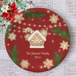 Gingerbröd Hus Jul Helgdag Red Grönt