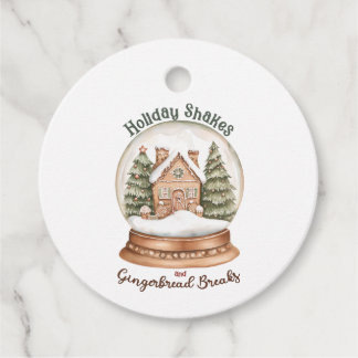 Gingerbröd Hus Jul Helgdag Snö Globe Gåvor Etiketter