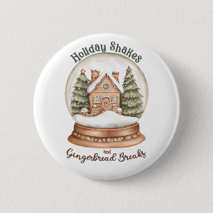 Gingerbröd Hus Jul Helgdag Snö Globe Knapp