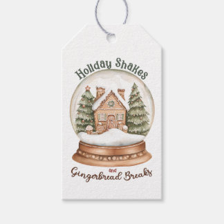 Gingerbröd Hus Jul Helgdag Snö Globe Presentetikett
