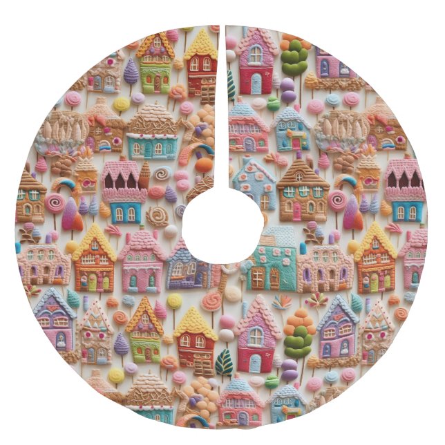 Gingerbröd Hus jul Julgransmatta Borstad Polyester (Framsidan)