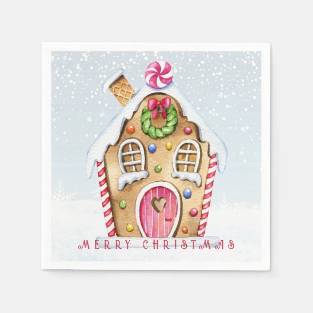 Gingerbröd Hus jul Pappersservett (Framsidan)