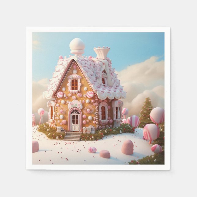 Gingerbröd Hus jul Pappersservett (Framsidan)