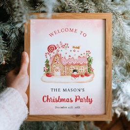 Gingerbröd Hus Jul Party Välkomsthälsa Poster
