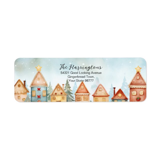 Gingerbröd Hus Jul-Returetiketter Returadress Etikett (Framsidan)
