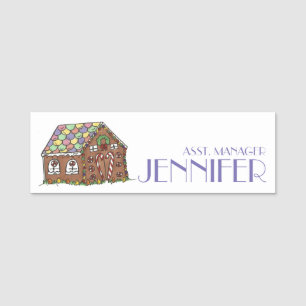 Gingerbröd Hus Jul Winter Helgdag Namnbricka
