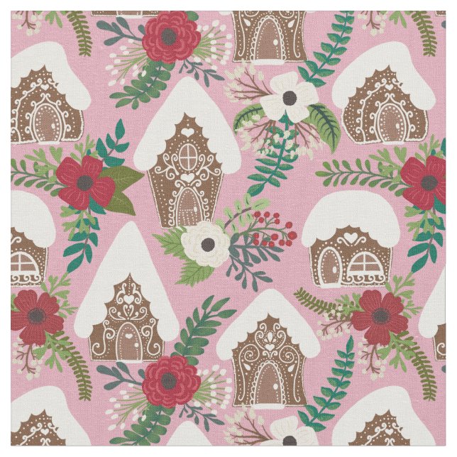 Gingerbröd Hus och julhus - Rosa Tyg (Närbild)