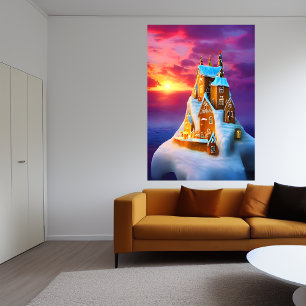 Gingerbröd i en isberg AI Art Poster