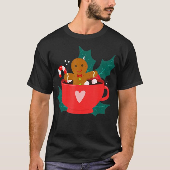 Gingerbröd i Hett Kakaos Mugg-Roligten för julgran T Shirt (Framsida)