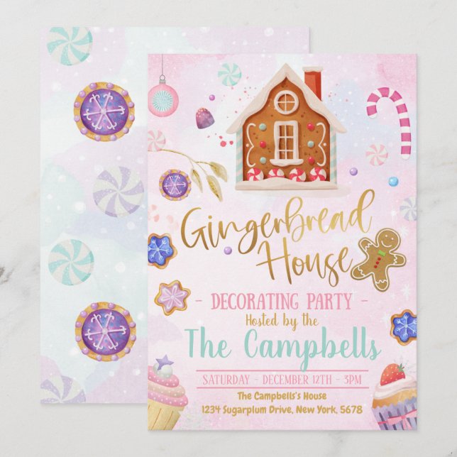 Gingerbröd Inbjudningar (Fram/baksida)