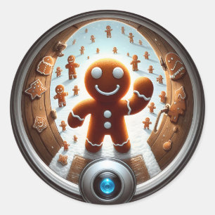 Gingerbröd Invasion: Sweet Helgdag Surprise Runt Klistermärke